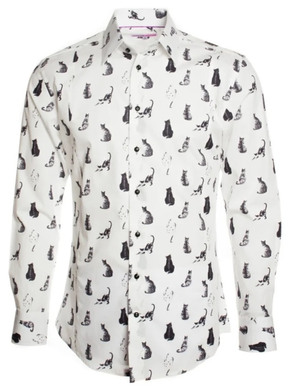 Men's Cat Print Button-Down Shirt by